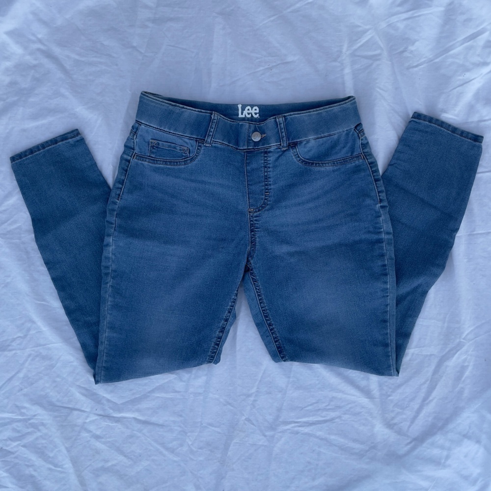 Lee Pull on skinny denim jeans jeggings medium wash size medium - Picture 11 of 12